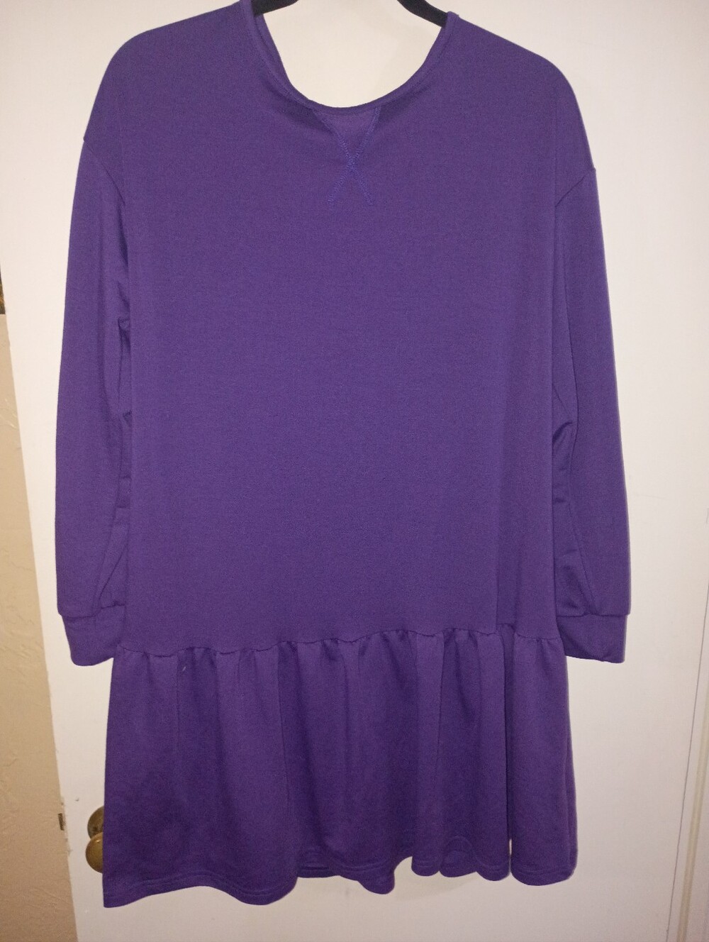 UVN Purple Sweatshirt Dress Drop Waist Ruffled Hem Long Sleeve (M)